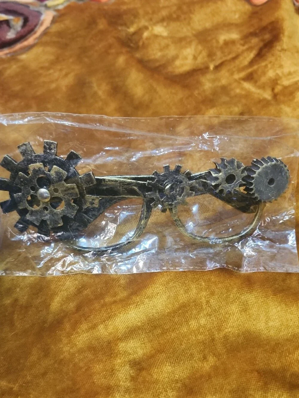 (6pc) Steampunk Gear Costume Glasses - Bronze Metallic And Silver